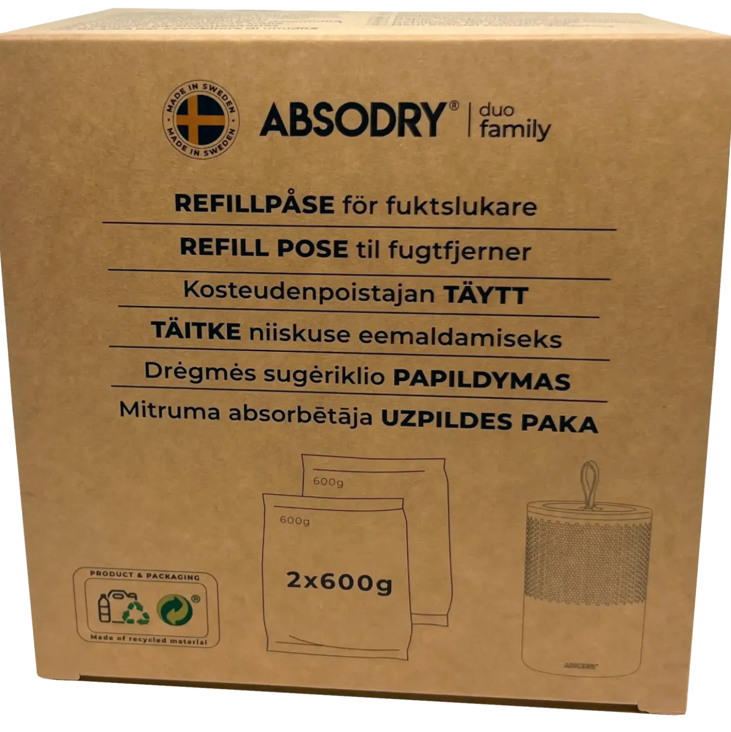 Absodry fugtfjerner Duo Family refill - pk. á 2 ps