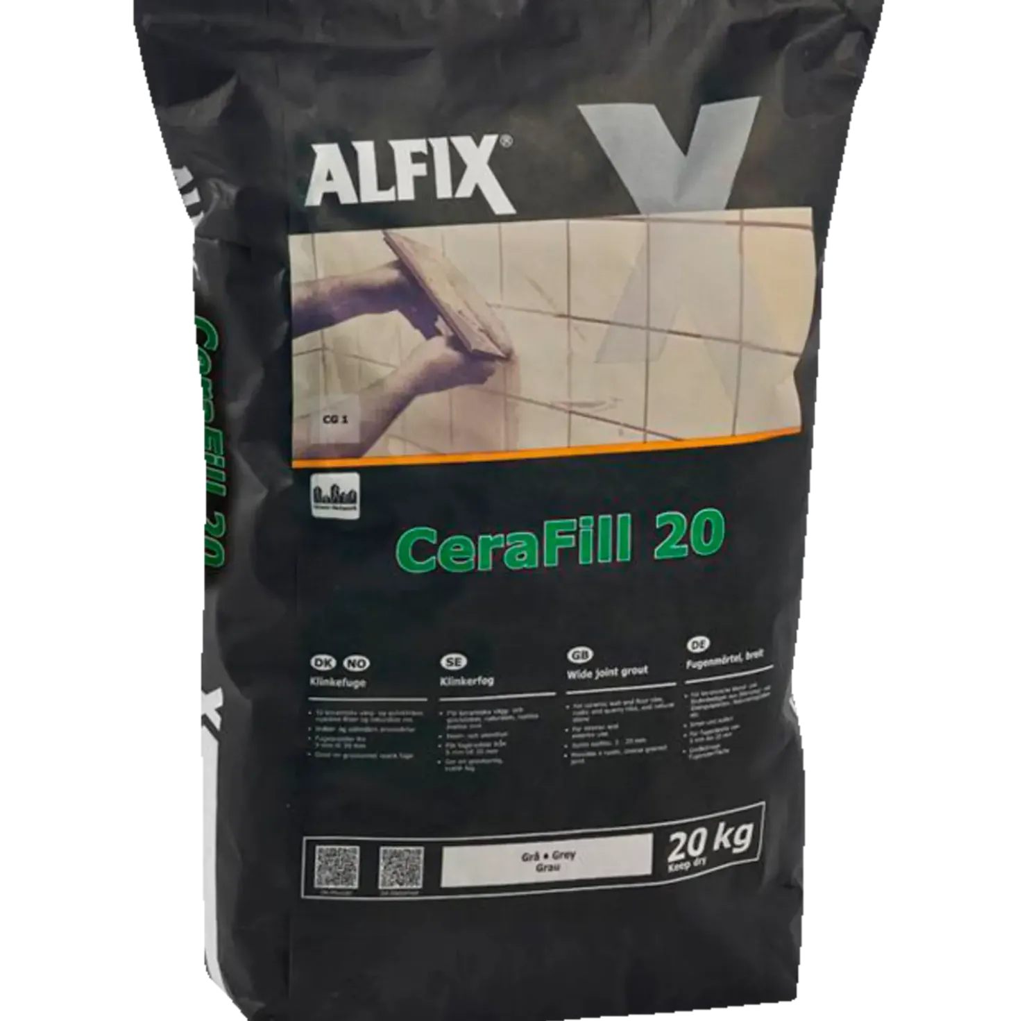 Alfix Rustiqfuge CeraFill 20, klinkefuge 20 kg grå