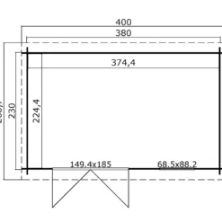 Amira 230 hytte med dobbeltdør og vindue, 8,4 m²