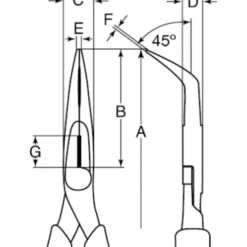 Bahco ergo spidstang bukket spids 45° 160 mm