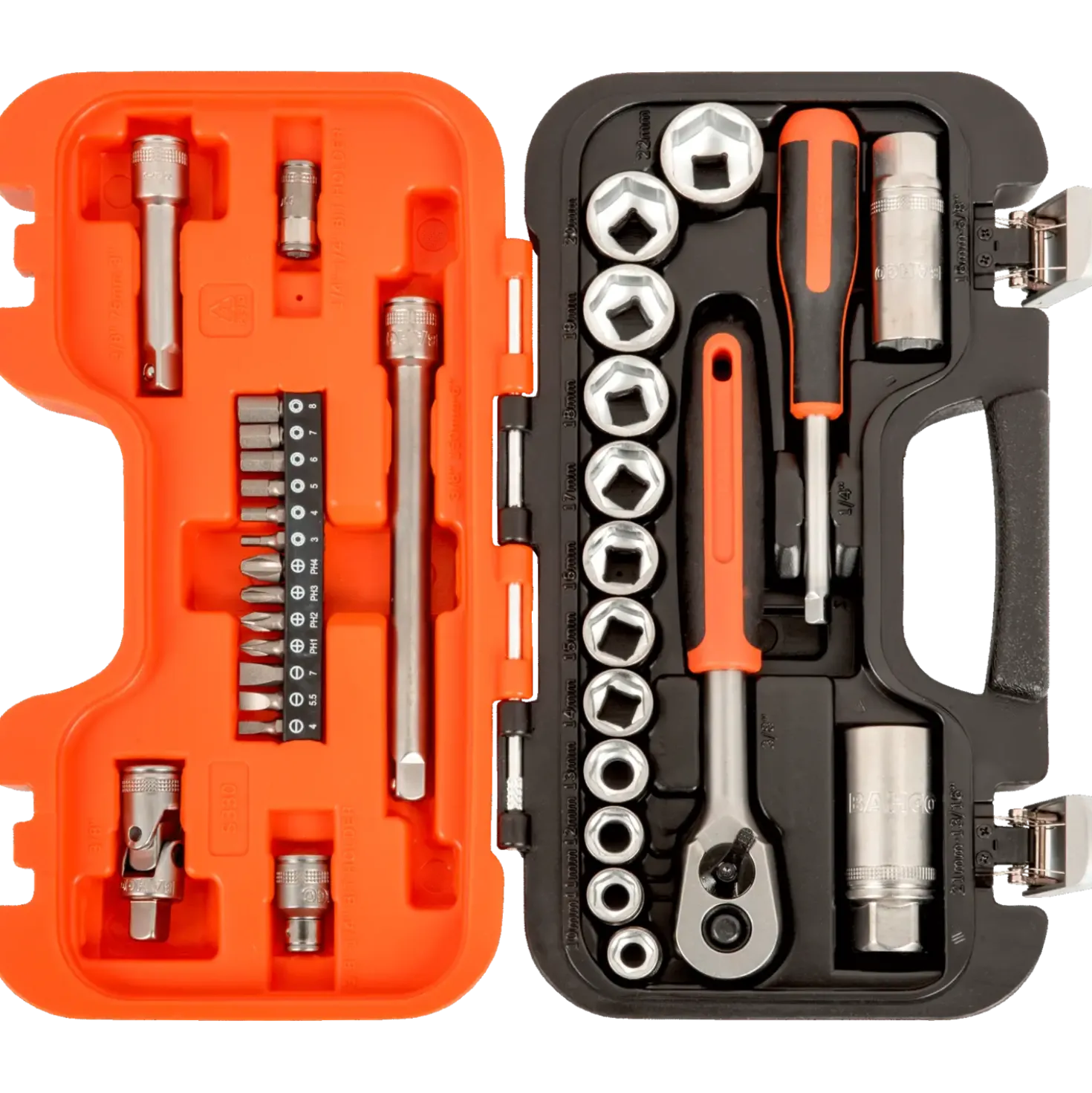 Bahco S330 topnøglesæt 1/4" og 3/8" - 34 dele
