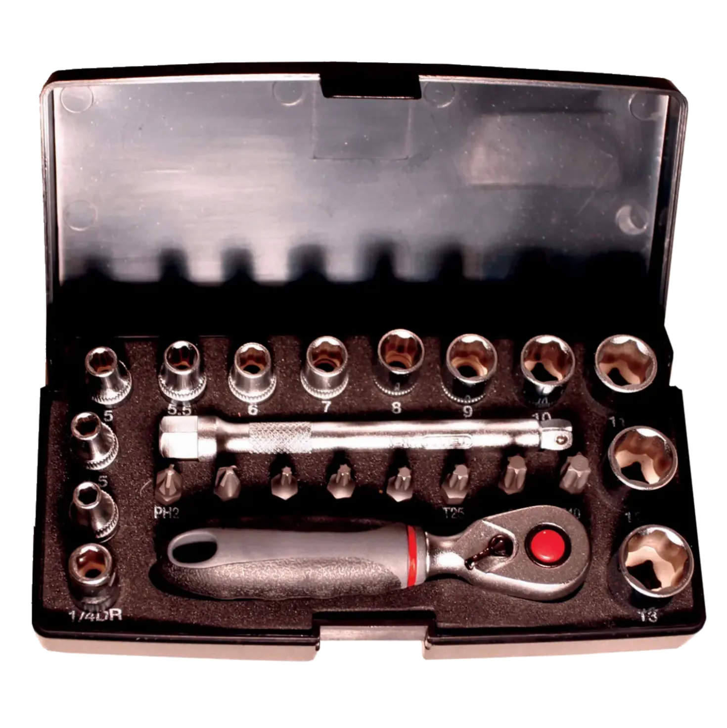 Bato 1/4" topnøglesæt 23 dele