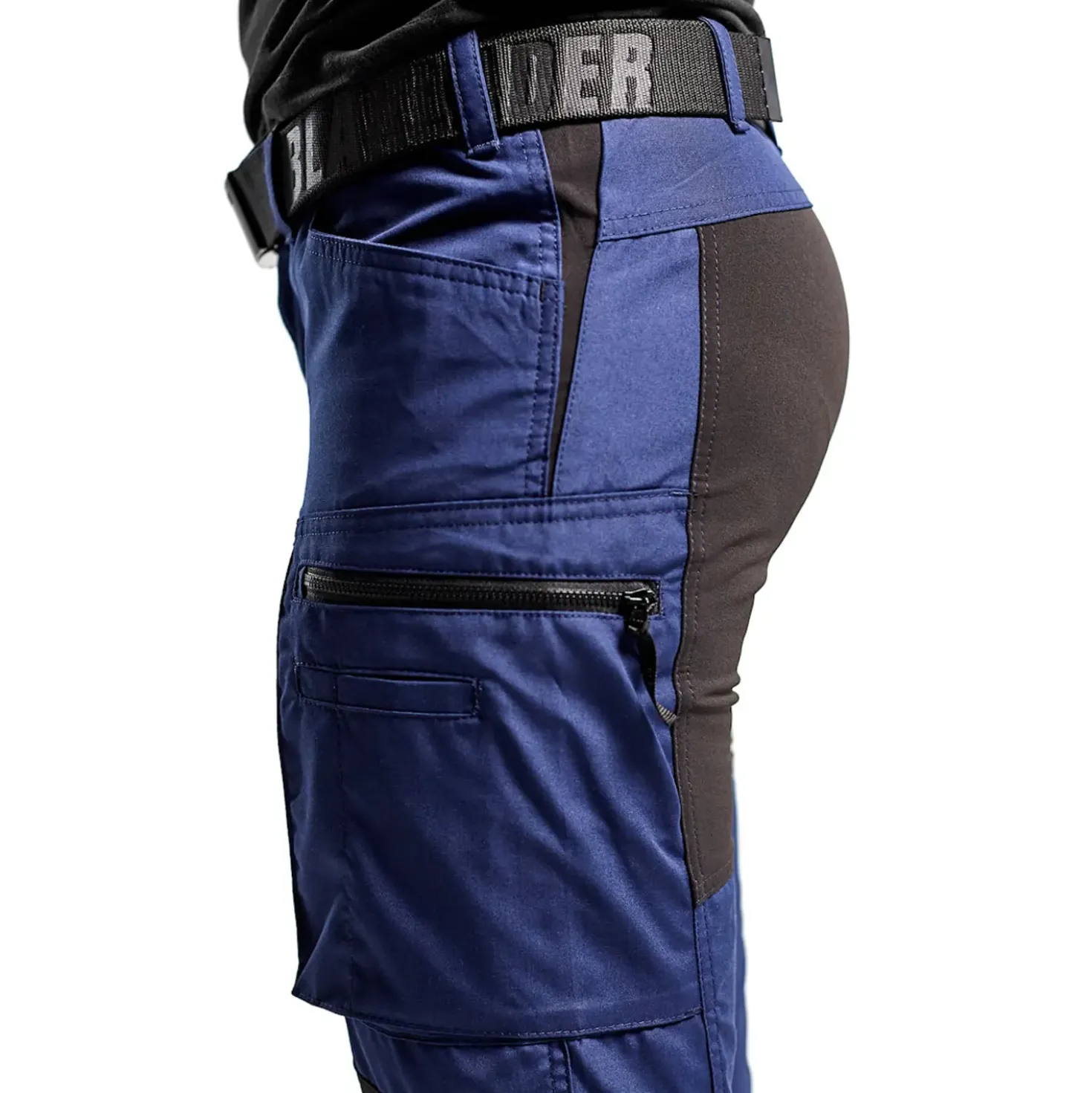 Blåklæder dame service bukser med stretch marineblå/sort str. C48