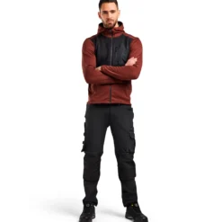 Blåklæder hættetrøje Full Zip brændt rød/sort str. XL