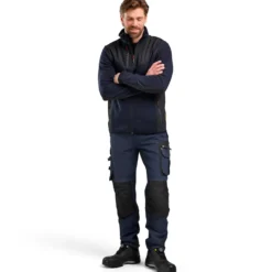 Blåklæder strikket softshell jakke mørk marine/sort str. L
