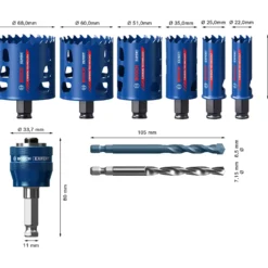Bosch EXPERT Multi Material Power Change Plus hulsav sæt, 22 - 68x60 mm, 9 stk.