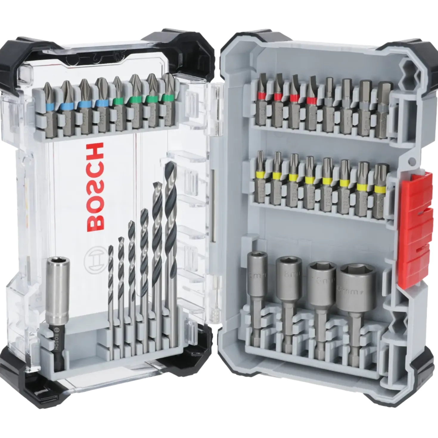 Bosch Extra Hard skruebit og HSS metalborsæt, display, 35 dele