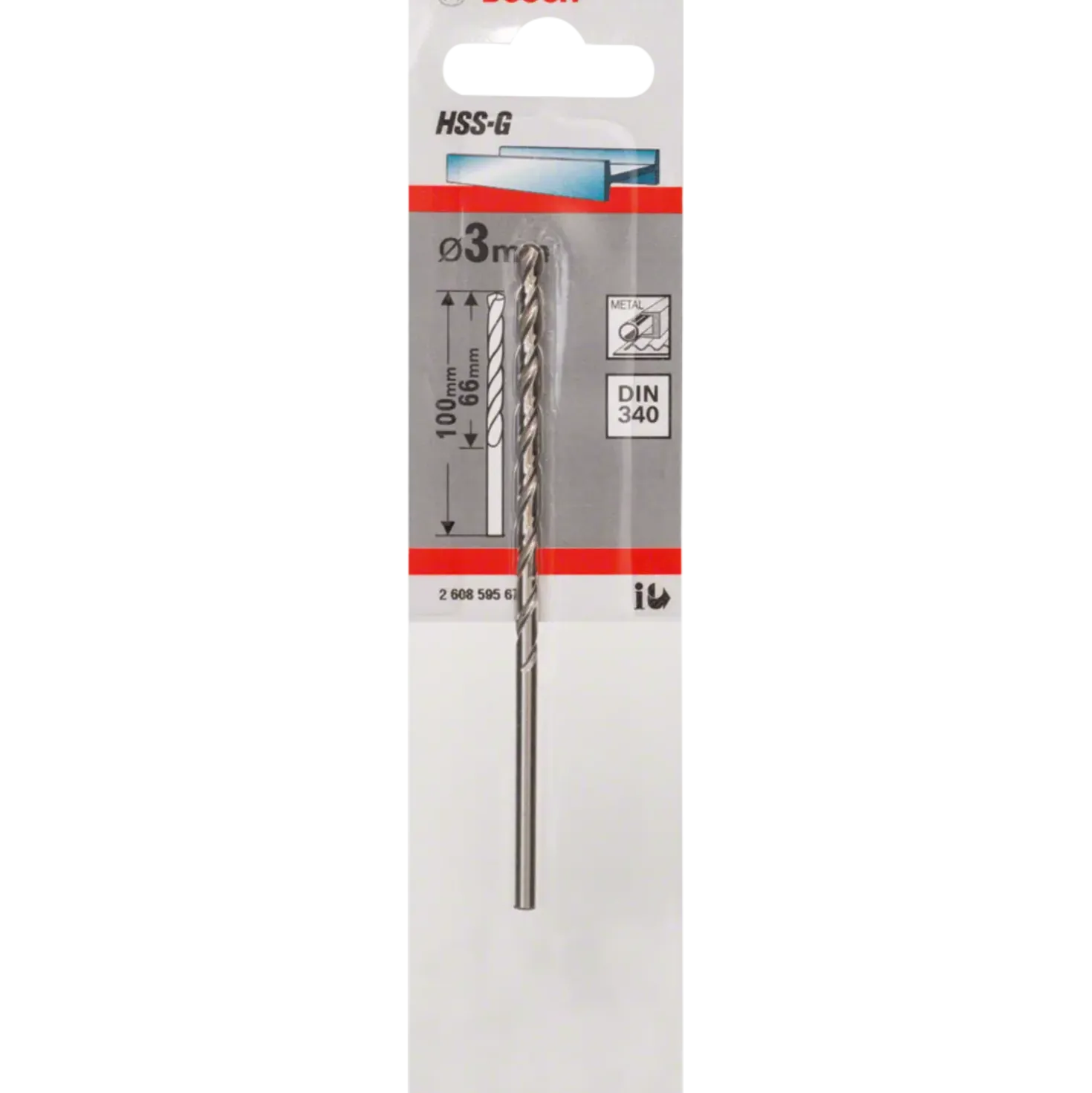 Bosch lang slebet HSS-G spiralmetalbor Ø3x66 mm