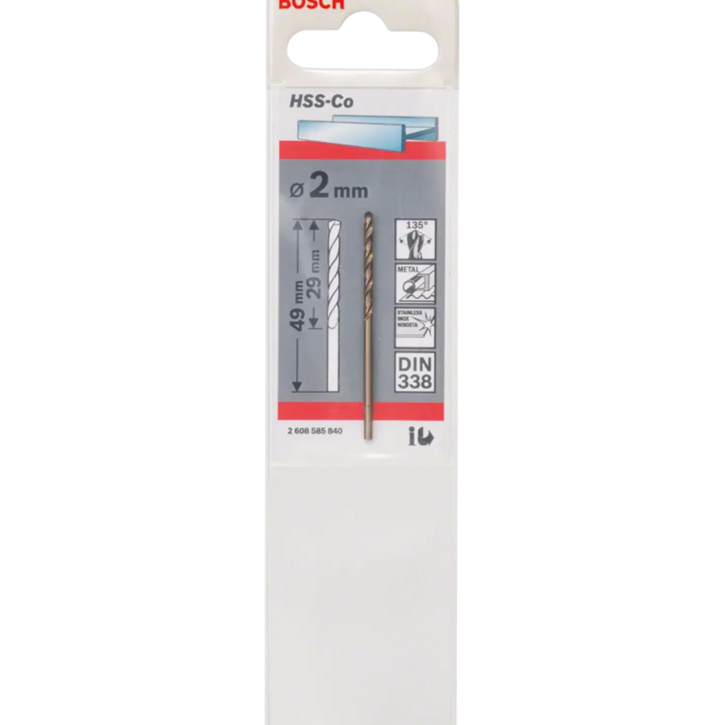 Bosch Metalbor HSS-Co, DIN 338 2x49 mm