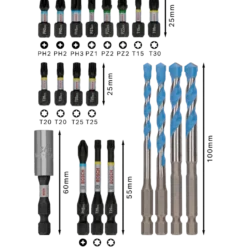 Bosch PRO Impact blandet skrue- og Multi Construction-boresæt, 20 stk.