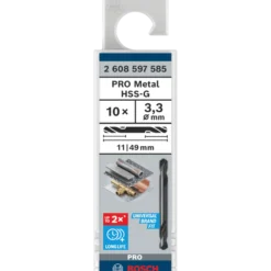 Bosch PRO Metal HSS-G spiralbor med dobbelt ende, 3,3 x 11 x 49 mm, 10 stk.