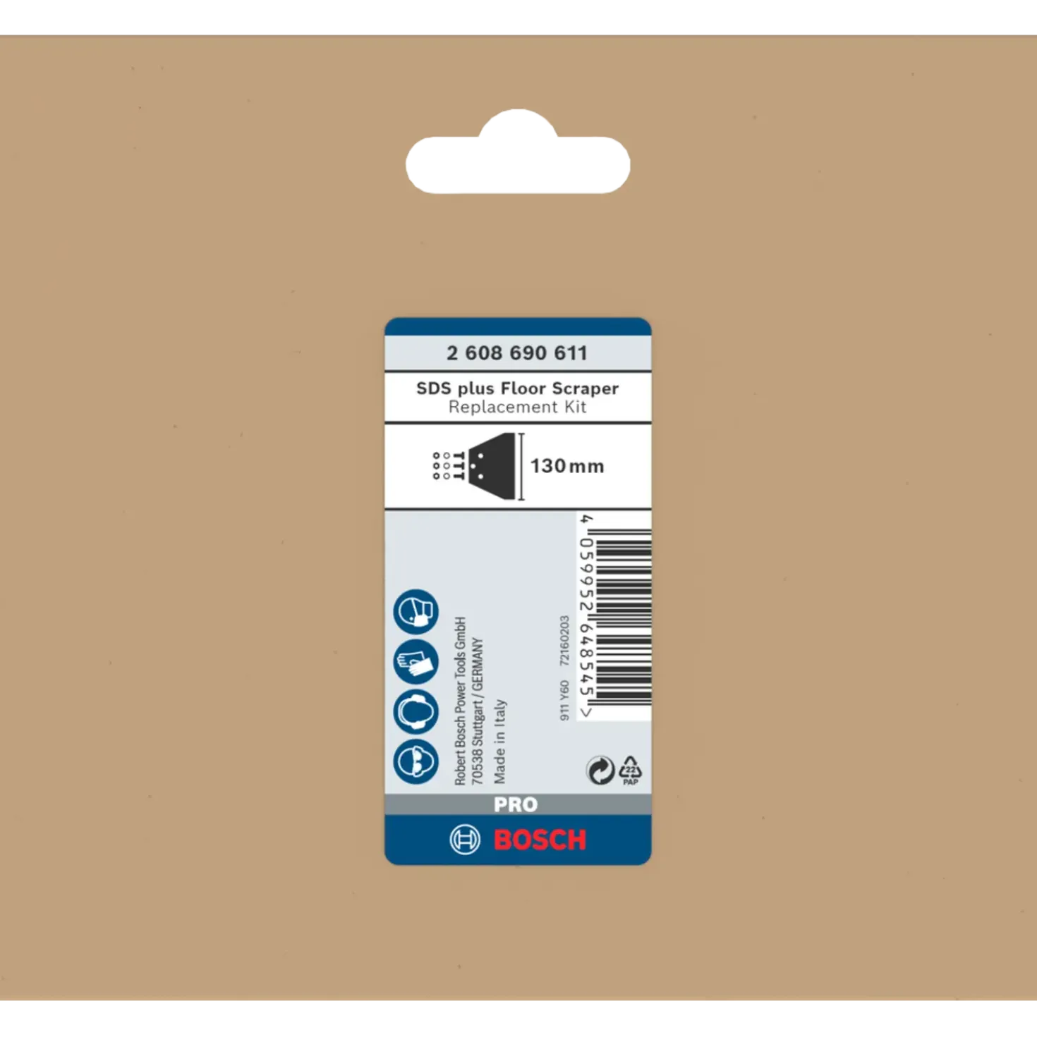Bosch PRO SDS plus gulvskraber, udskiftningssæt, 130 mm