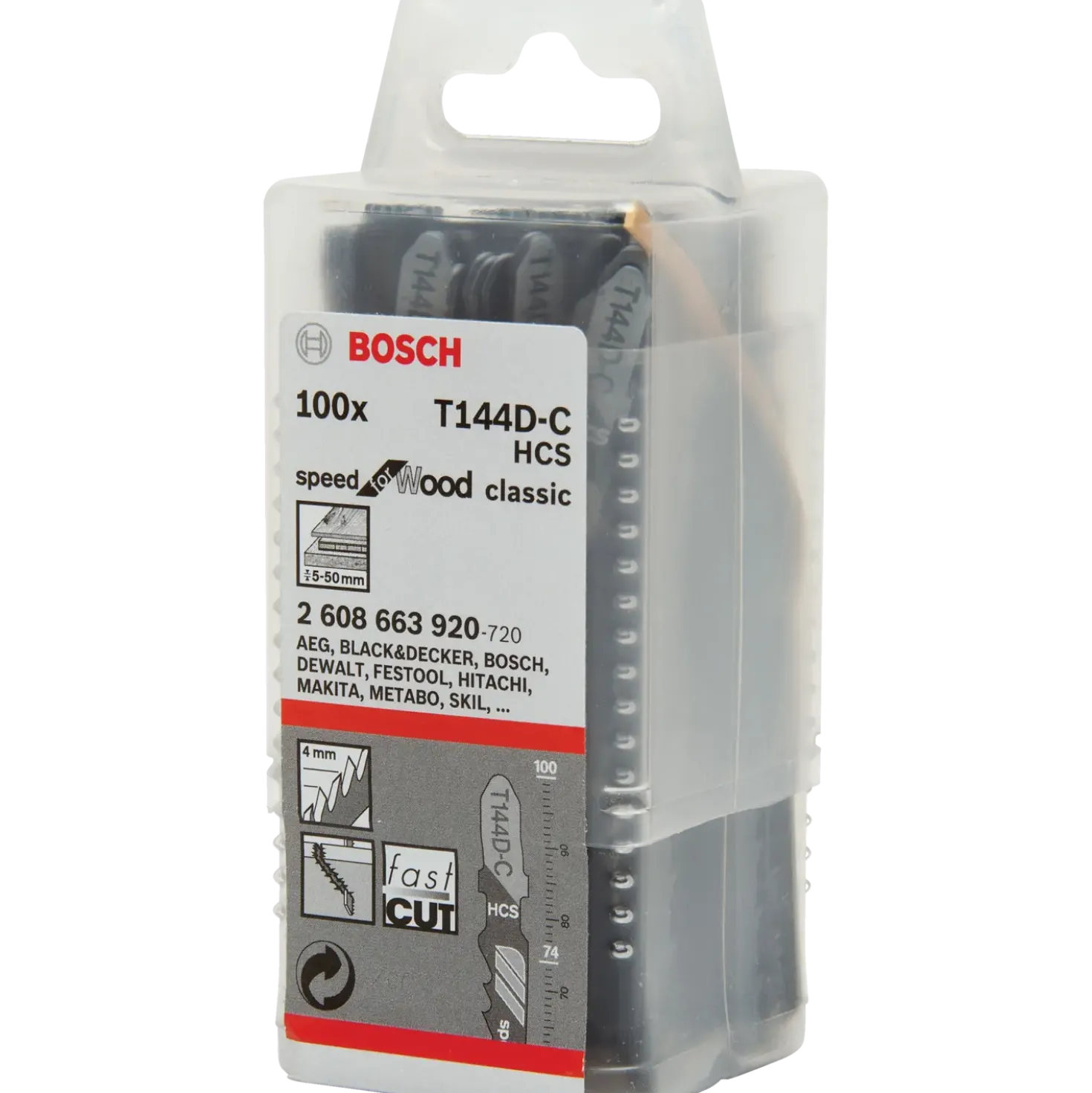 Bosch T 144 D-C stiksavklinge træ 100 mm 100 stk