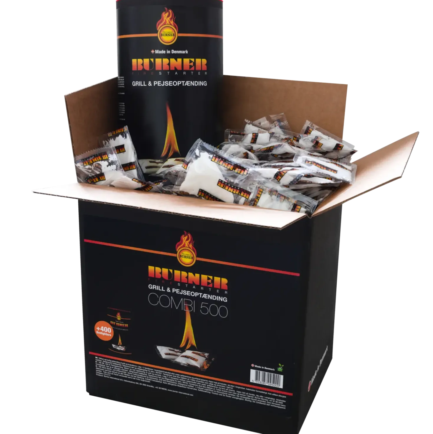 Burner firestarter Combi optændingsposer – kasse med 500 stk. til pejs, ovn og grill