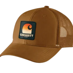 Carhartt canvas mesh back C patch kasket brun onesize