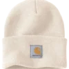 Carhartt strikhue med logo hvid