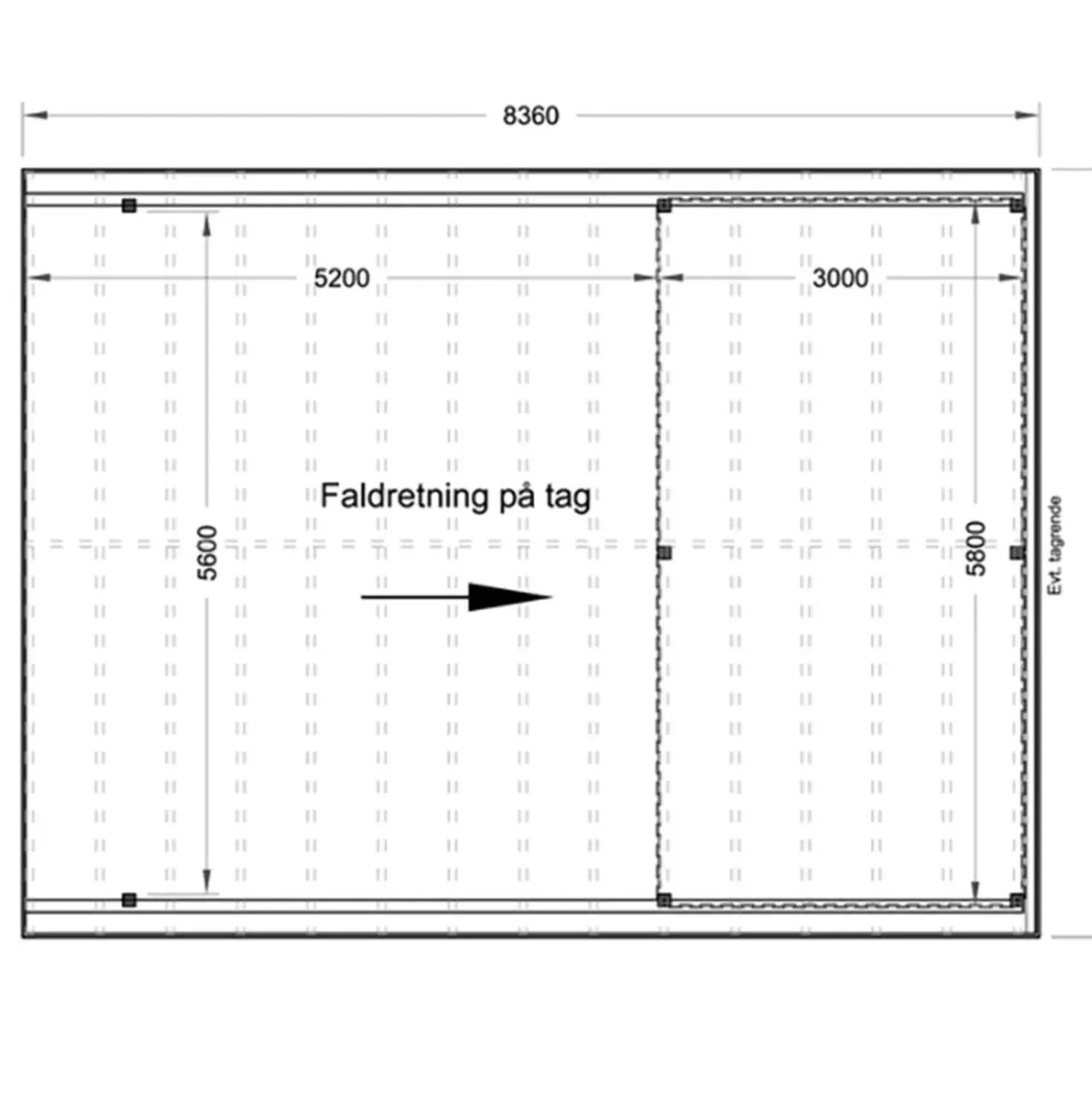 Christian dobbelt carport med redskabsrum 836x630 cm - UDEN TAG