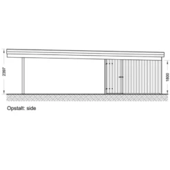 Christian dobbelt carport med redskabsrum 836x630 cm - m/plast trapeztag