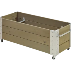 Cubic Blomsterkasse med hjul 120x50x45 cm gråbrun