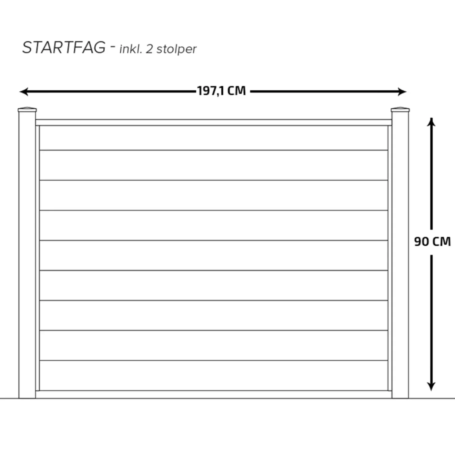 Davidsen komposithegn startsæt 90x180 cm koksgrå