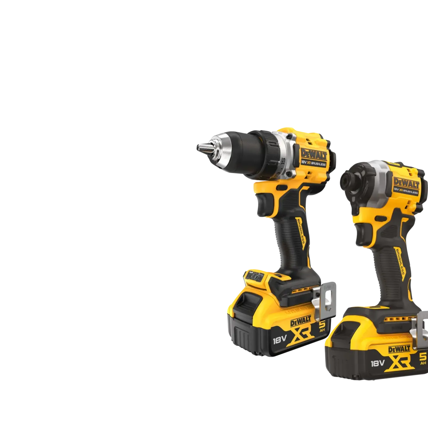 Dewalt DCK2051P2T-QW 18V XR sæt boremaskine, slagskruetrækker 2x5Ah batterier med 4A lader og kuffert