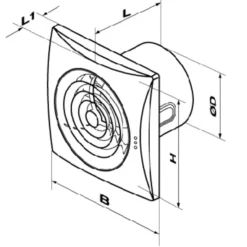 Duka ventilator PRO 30 TH fugt og tidsstyret - hvid - Ø100 mm