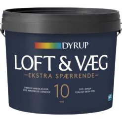 Dyrup loft og vægmaling ekstra spærrende 10 hvid 4,5 L