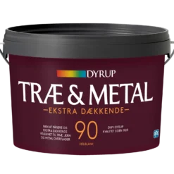 Dyrup træ og metalmaling ekstra dækkende 90 hvid 2,25 L