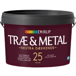 Dyrup træ og metalmaling ekstra dækkende 25 hvid S0502Y 2,25 L