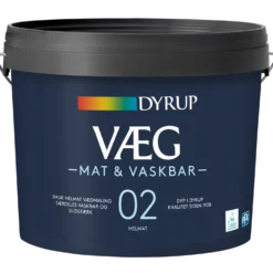 Dyrup væg 02 mat & vaskbar hvid 4,5 L
