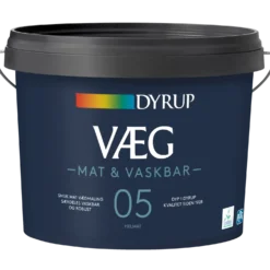 Dyrup Væg Mat & Vaskbar 05 mat vægmaling hvid 9 L