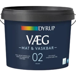 Dyrup Væg Mat & Vaskbar 02 vægmaling helmat hvid 9 L