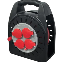 E-Line kabeltromle mini med 4 udtag 15 m