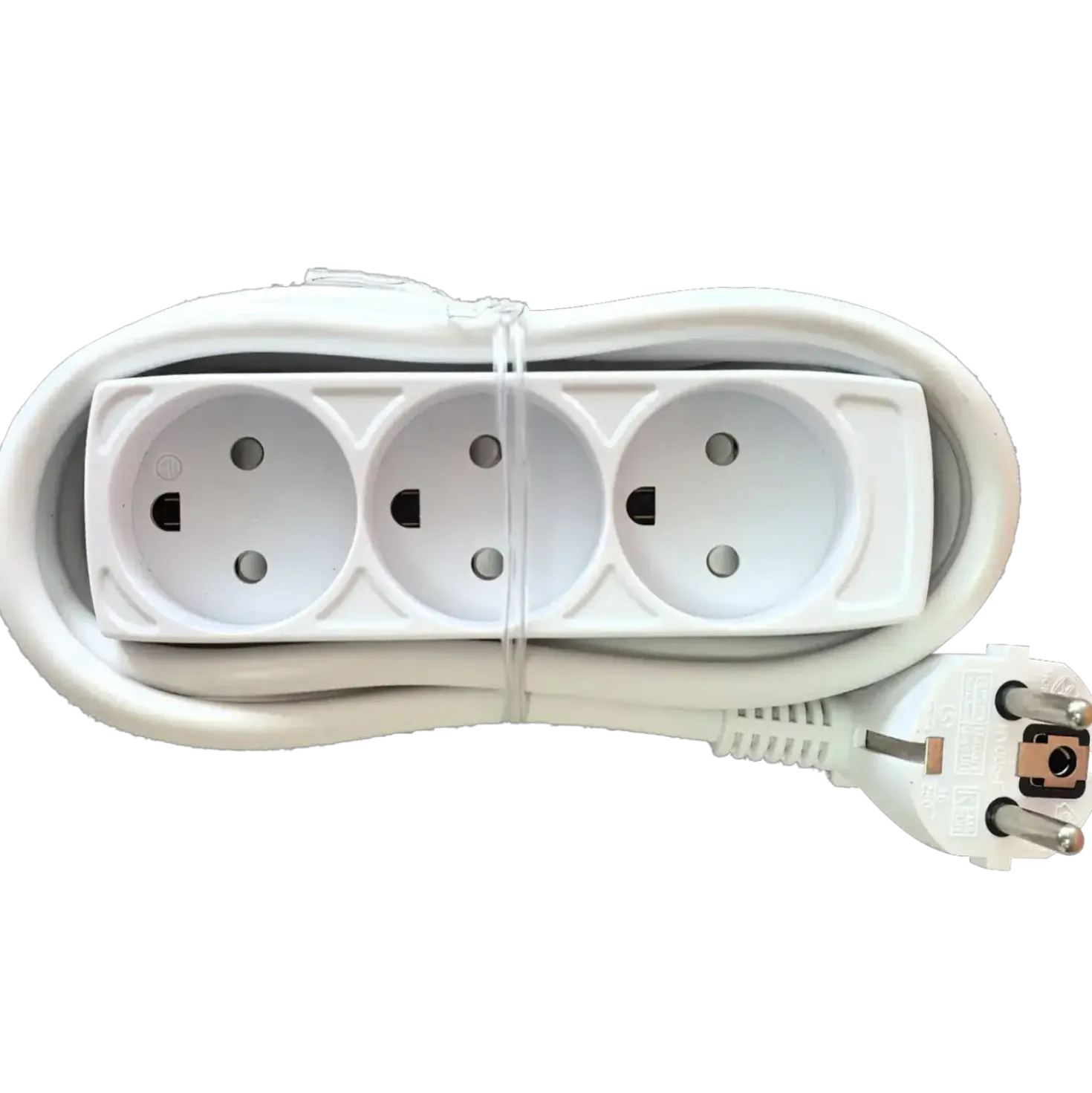 E-Line 3-stikdåse DK. schuko stikprop med jord 1,5m hvid
