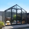Elmholm Exclusive drivhus antracit med hærdet glas, inkl. sokkel 9,01 m²