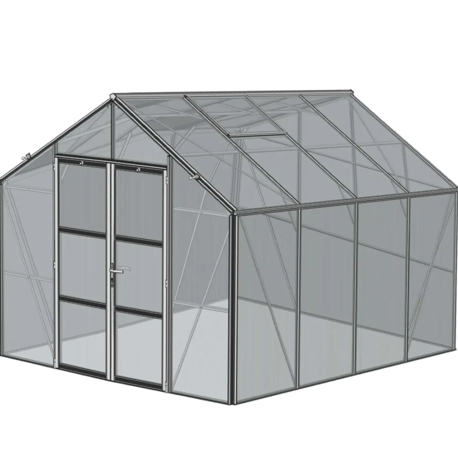 Elmholm Exclusive drivhus antracit med hærdet glas, inkl. sokkel 9,01 m²