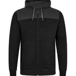ENGEL 8329-247 Entire sweat cardigan m/hætte sort/antrazitgrå str. L