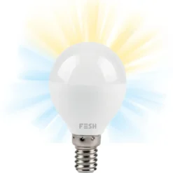 FESH LED kronepære kold/varm E14 5W Ø45 mm hvid
