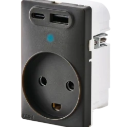FESH SWITCH Curveline stikudtag 2x USB 1,5 m/jord koksgrå