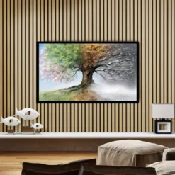 Fibrotech Quanti akustikpanel 18x520x2440 mm light oak m/sort polyester