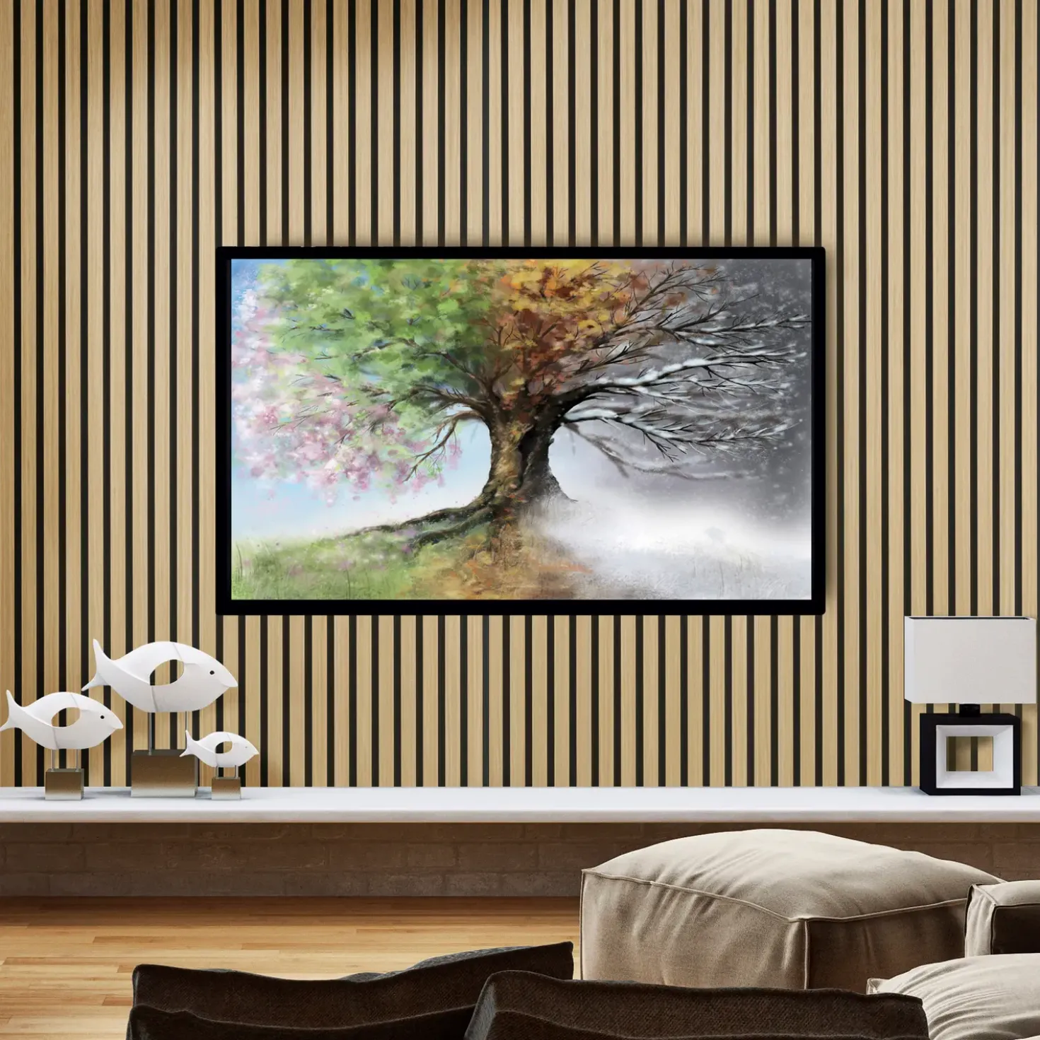 Fibrotech Quanti akustikpanel 18x520x2440 mm light oak m/sort polyester
