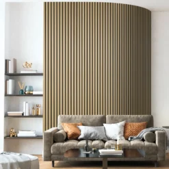 Fibrotech Quanti akustikpanel 18x520x2440 mm light oak m/sort polyester