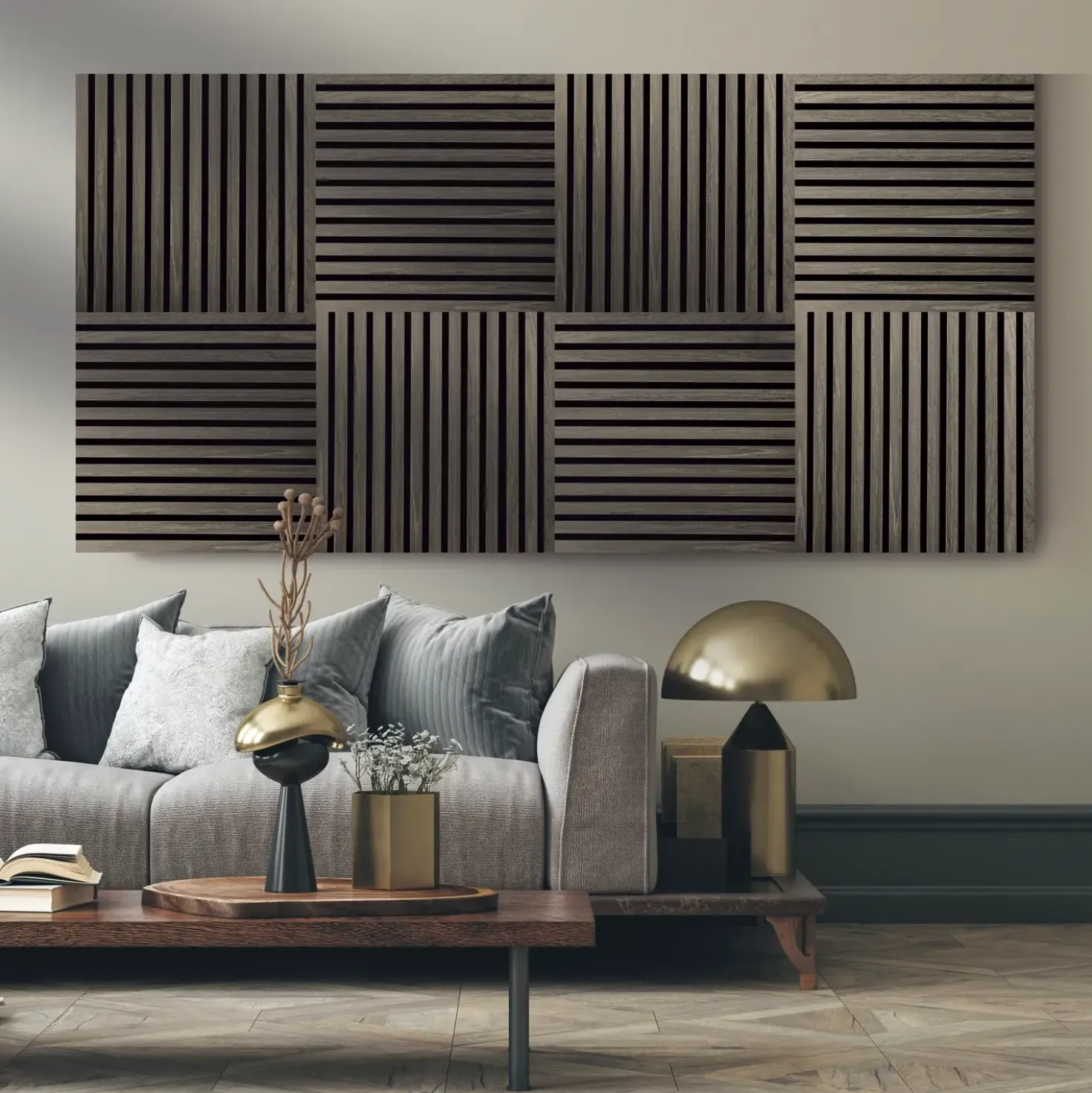 Fibrotech Square akustikpanel 22x520x520 mm grey oak - pk á 2 stk.