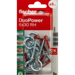 Fischer DuoPower universaldybel med rund krog 6x30 mm 6 stk