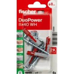 Fischer DuoPower universaldybel med vinkelkrog 8x40 mm 4 stk