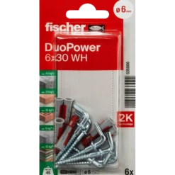 Fischer DuoPower universaldybel med vinkelkrog 6x30 mm 6 stk