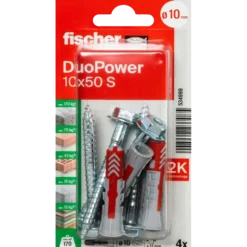 Fischer DuoPower universaldybel med skrue 10x50 mm 4 stk