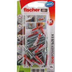 Fischer DuoPower universaldybel med skrue 5x25 mm 18 stk