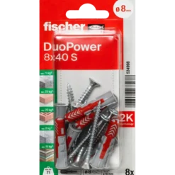 Fischer DuoPower universaldybel med skrue 8x40 mm 8 stk