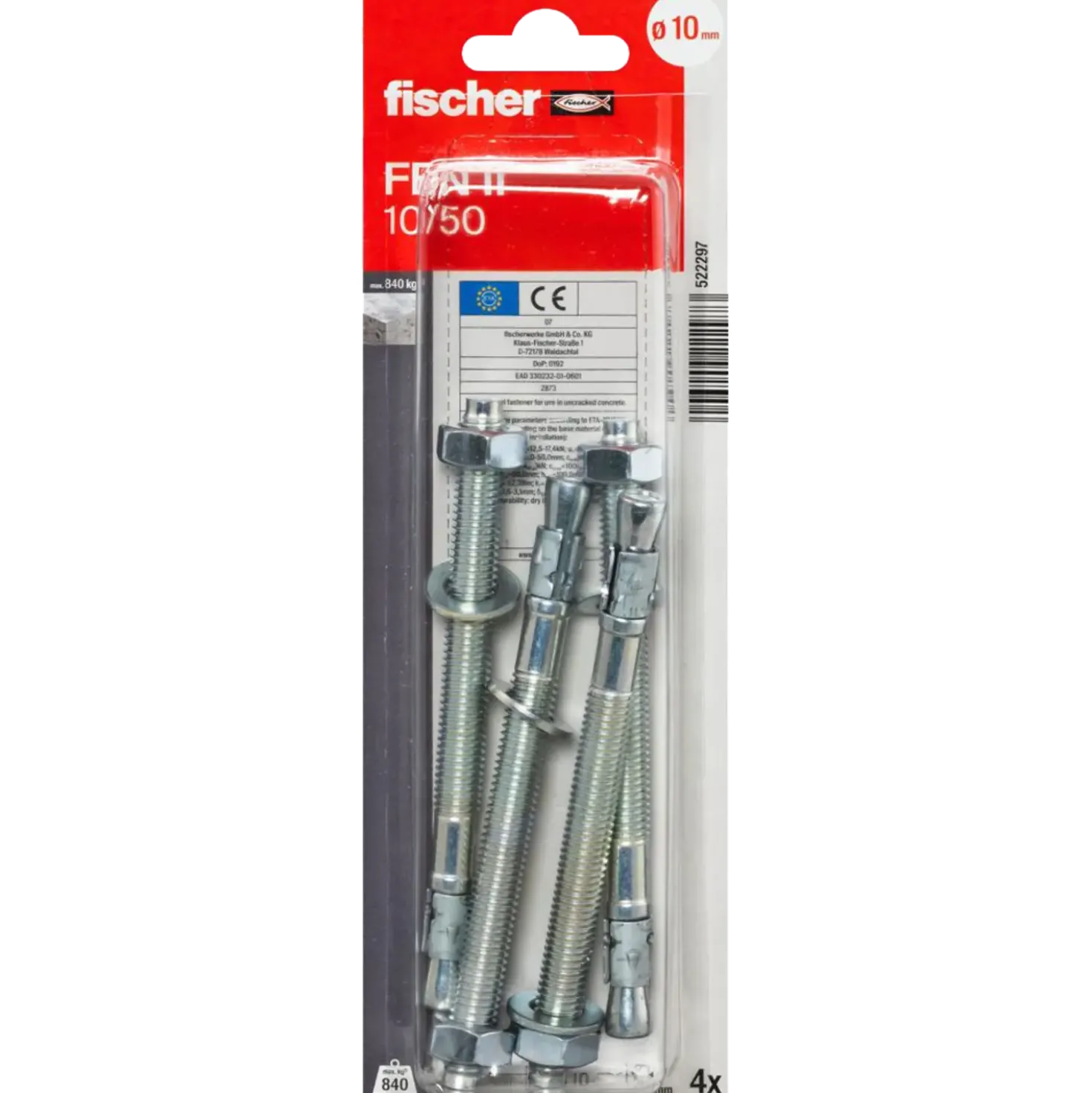 Fischer FBN-II 10/50 K NV betonanker 4 stk